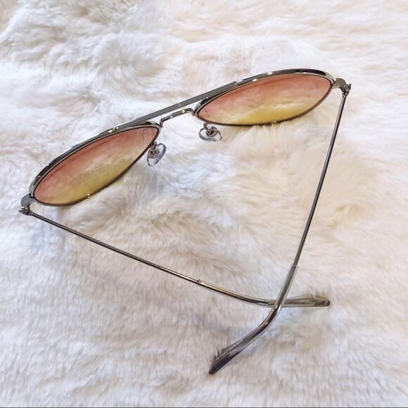 Rosalia Pink Yellow Full Rim Aviator Sunglasses - Picture 7 of 9